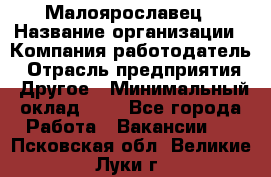 Малоярославец › Название организации ­ Компания-работодатель › Отрасль предприятия ­ Другое › Минимальный оклад ­ 1 - Все города Работа » Вакансии   . Псковская обл.,Великие Луки г.